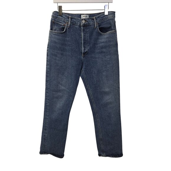 Agolde Riley High Rise Straight Crop Jeans in Frequency Wash Size 30 - Picture 1 of 7